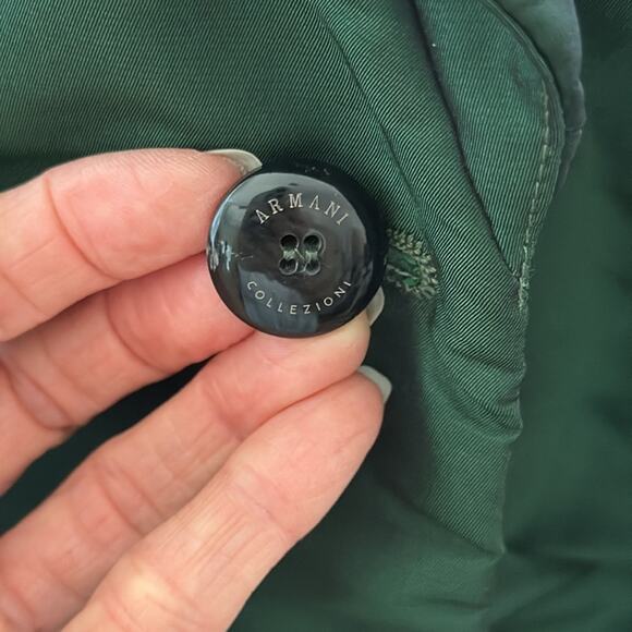 Armani Collezioni Green Iridescent Ruched Button Up Jacket - Picture 3 of 6